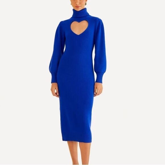 FARM Rio Heart Neckline Knit Midi Dress NWT - Picture 1 of 16